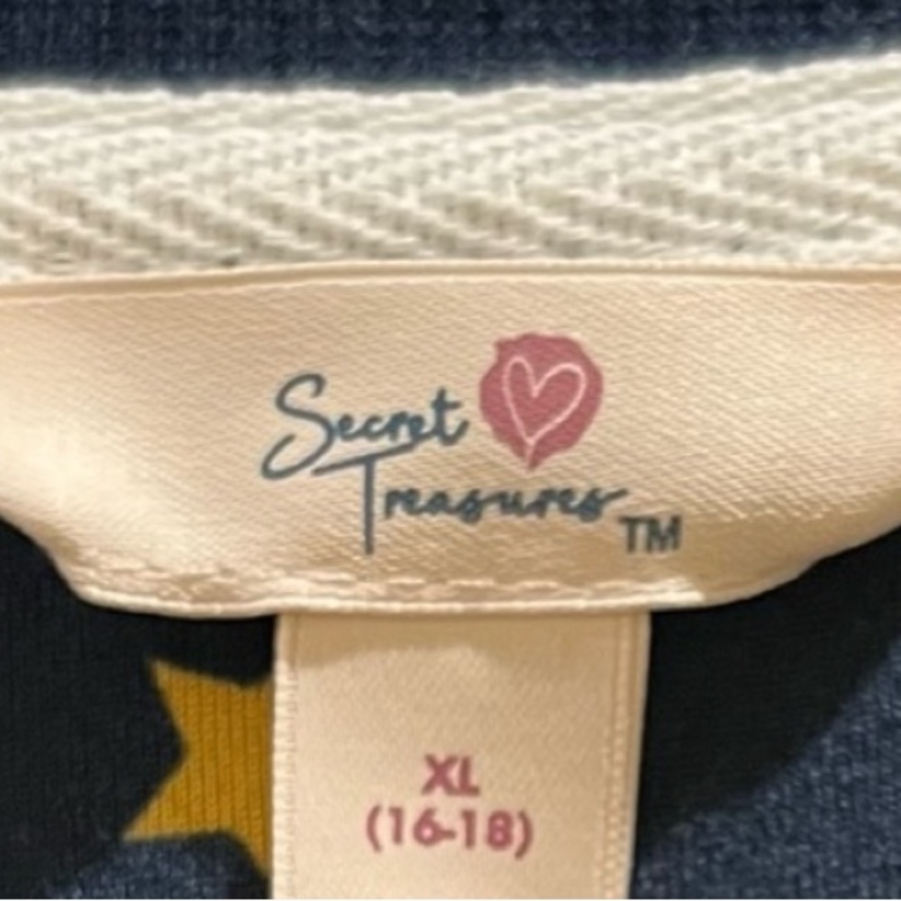 Secret Treasures 1/4 Button Henley & Jogger Stars PJ Set Like New Sz 16/18 XL/1x - Picture 3 of 7
